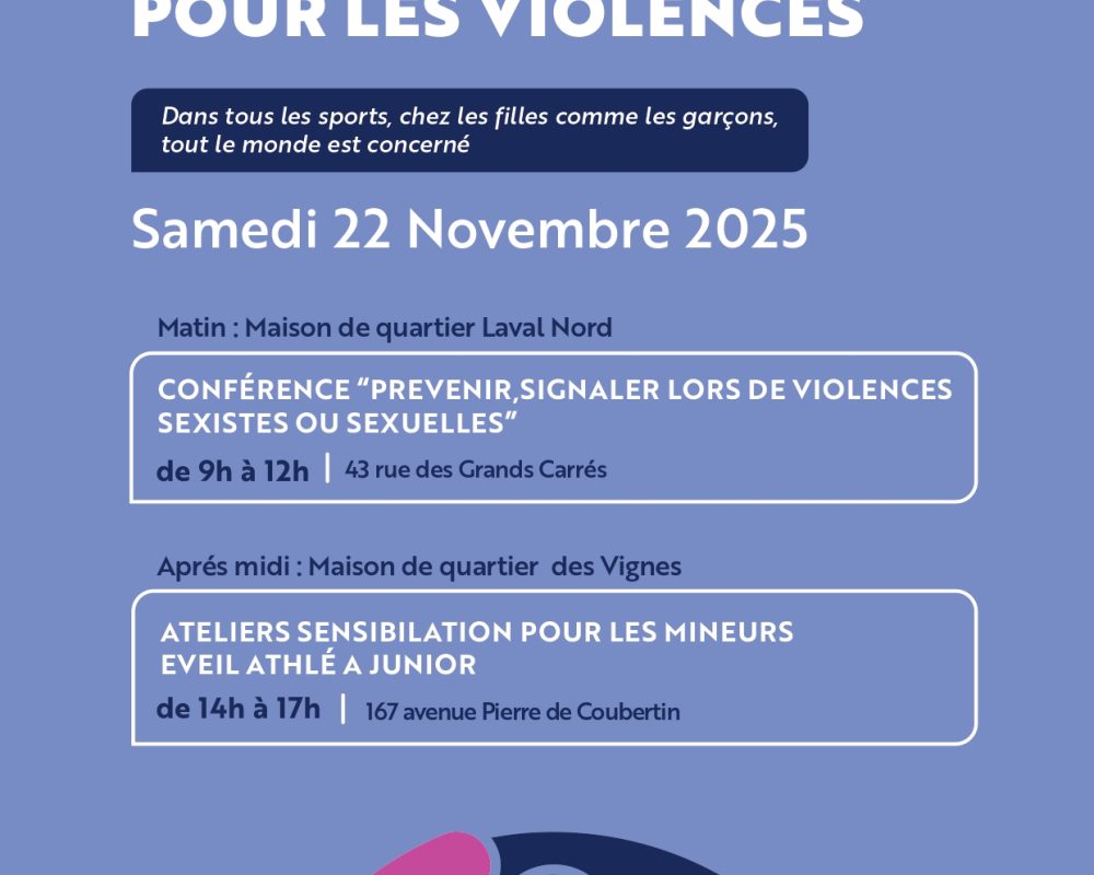 Journée de sensibilisation sur les violences dans le sport à ne pas manquer le samedi 22 novembre , organisée par le L2A53 … (Gratuit sur inscription)
