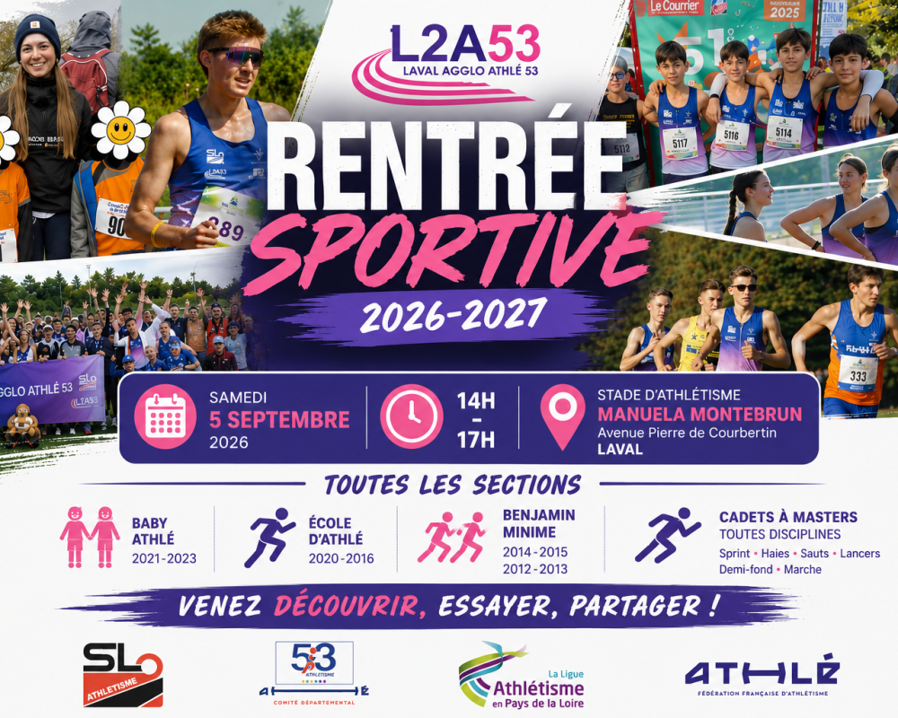 Rentrée sportive 2026-2027 : rejoignez Laval Agglo Athlé 53 !