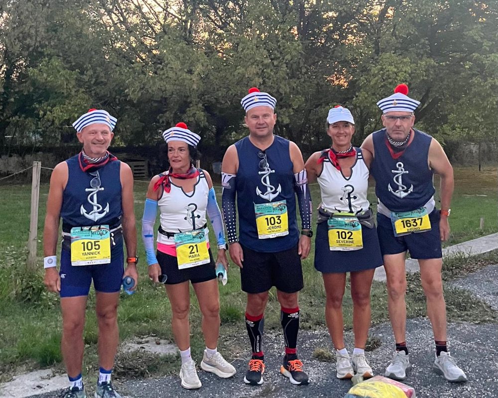 Une bande de joyeux lurons du groupe Loisirs du L2A53/SLA en stage de réathlétisation au … MARATHON du Médoc !!!!