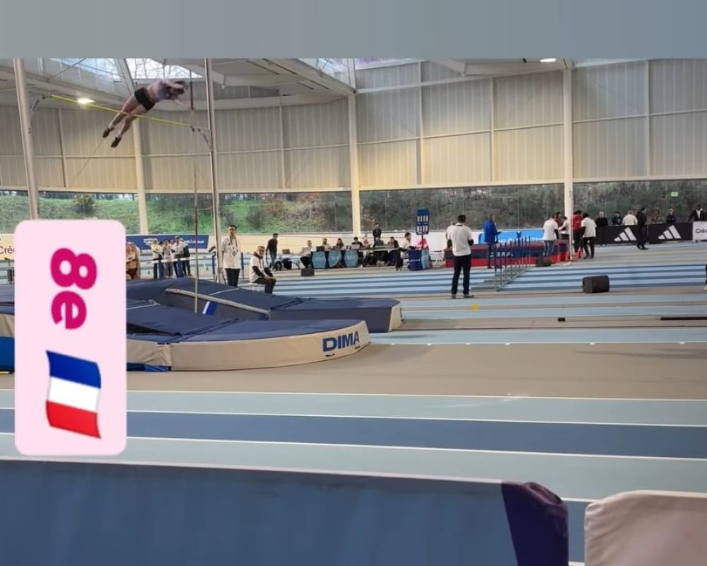 L&rsquo;espoir Cassandre BOUVET finaliste sur le concours de perche du Championnat de FRANCE indoor U23 à ST BRIEUC !